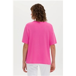 Kadın Pembe Bisiklet Yaka Tişört