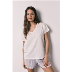Pijama corto algodón y viscosa rayas