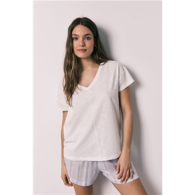 Pijama corto algodón y viscosa rayas