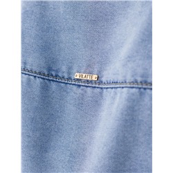 Удлиненная блузка с поясом и карманами из джинсового лиоцелла