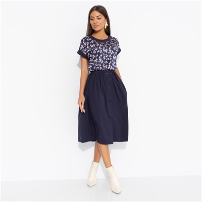 Комплект с юбкой с карманами, Молодая и привлекательная (2 в 1, индиго)