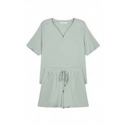 Pijama corto textura waffle verde