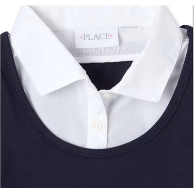Girls Uniform Ponte Knit 2 In 1 Dress - blue