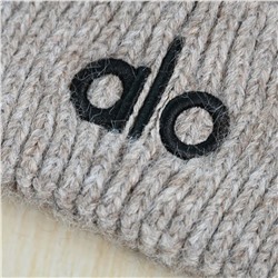 Зимняя теплая вязаная шапка крупной вязки, флис, вышитые буквы AL*O