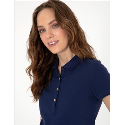 Lacivert Regular Fit Pamuklu Polo Yaka Basic Tişört