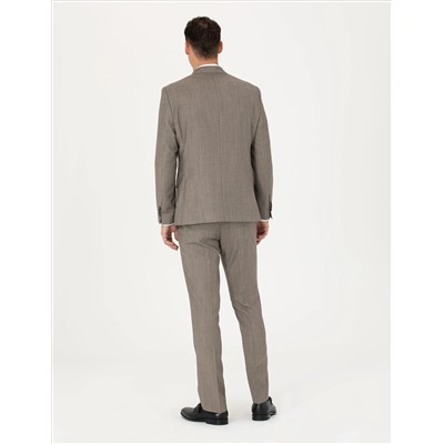%100 Yün Bej Slim Fit Takım Elbise