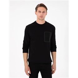 Siyah Regular Fit Bisiklet Yaka Sweatshirt