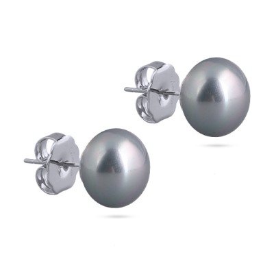 Пусеты (Майорка 12мм серо-голубая; покрытие родий), Есть комплект