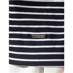 Лонгслив в полоску с рукавами-буфами из премиального хлопка с эластаном