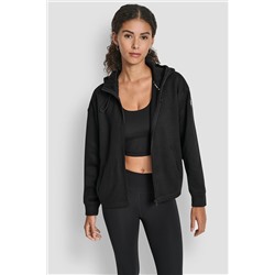 SWEATER FLEECE FULL ZIP HOODIE WITH BUNGEES