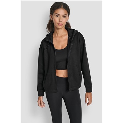 SWEATER FLEECE FULL ZIP HOODIE WITH BUNGEES