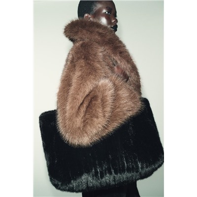 FAUX FUR TOTE BAG