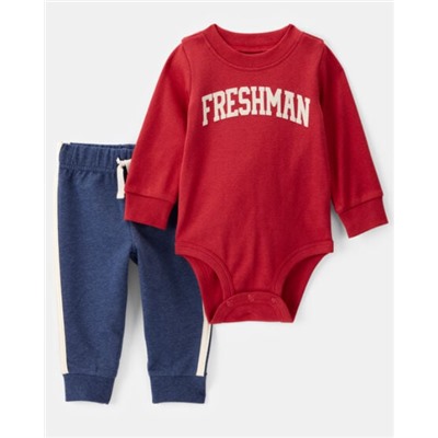 Baby Boy 2-Piece Skiing Print Long-Sleeve Bodysuit & Pant Set - Blue