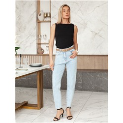 Джинсы мом-фит из эластичного денима