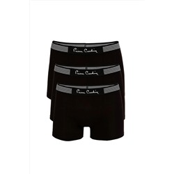 Pierre Cardin Erkek Siyah Klasik Pamuklu 3'lü Boxer Kutulu