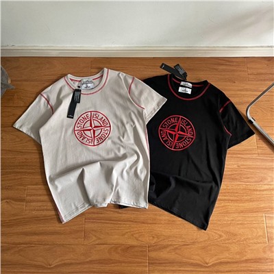 Футболка с вышитым логотипом на груди  2 цвета