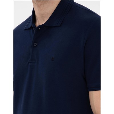 Lacivert Slim Fit %100 Pamuk Polo Yaka Basic Tişört