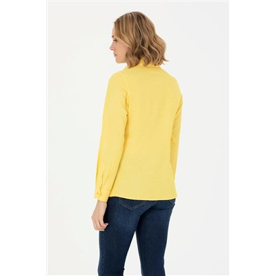 Kadın Sarı Uzun Kollu Basic Gömlek