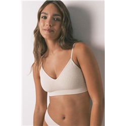 Top sin costuras NATURAL animal print beige