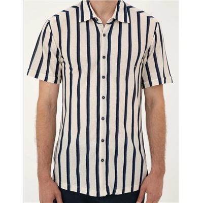 Bej Slim Fit Örme Gömlek