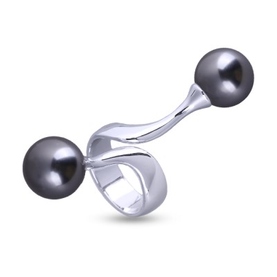 Кольцо (Майорка 12мм темно-серый; покрытие родий), Есть комплект