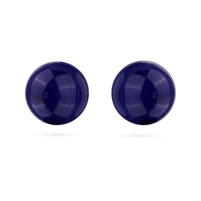 Пусеты (муранское стекло темно-синие 10-12мм; покрытие родий), Есть комплект