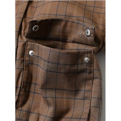 Модная повседневная клетчатая куртка с воротником-стойкой