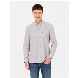 Kahverengi Regular Fit Uzun Kollu Gömlek