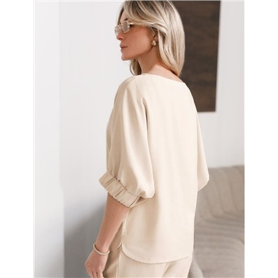 Свободная блузка с вырезом лодочка из плотного лиоцелла