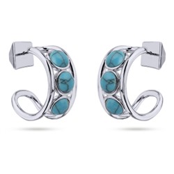Серьги Самоцветы (бирюза; покрытие родий), Есть комплект