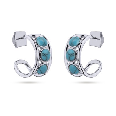 Серьги Самоцветы (бирюза; покрытие родий), Есть комплект