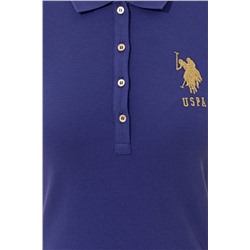 Kadın Mavi Polo Yaka Örme Elbise