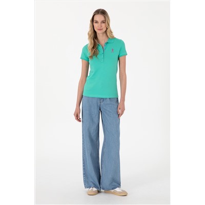 Kadın Mint Basic Polo Yaka Tişört