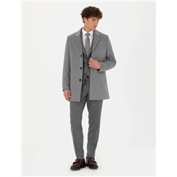 Açık Gri Ex. Slim Fit Kaşe Kaban