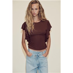 T-SHIRT WITH RUFFLE SLEEVES