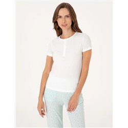 Krem Kısakollu Pijama Takımı
