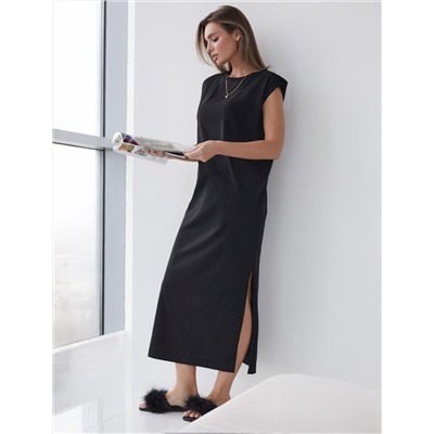 Длинное прямое платье с разрезами из 100% хлопка