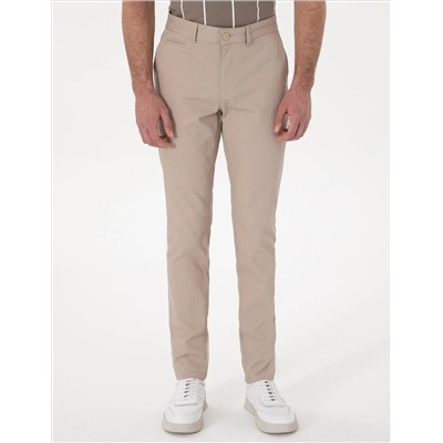 Bej Slim Fit Kanvas Pantolon