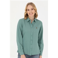 Kadın Mint Uzun Kollu Basic Gömlek