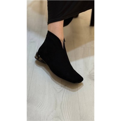 Ботинки черная замша байка