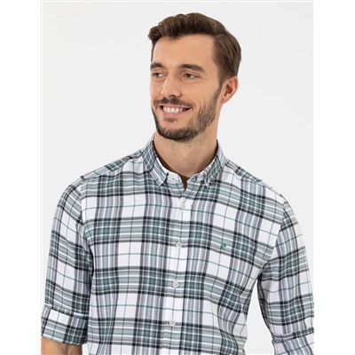 Su Yeşili Slim Fit Uzun Kollu Gömlek