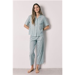 Pijama camisero Snoopy algodón verde