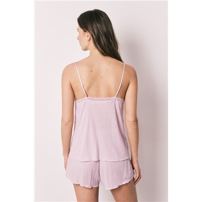 Pijama corto canalé tacto suave rosa