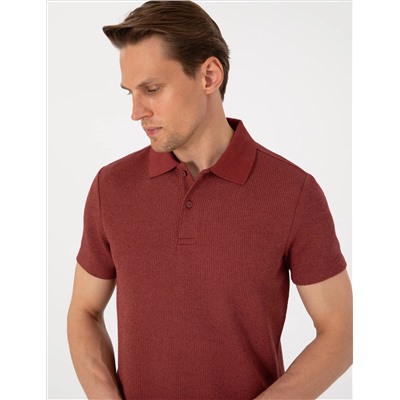 Nar Slim Fit Örme Dokulu Polo Yaka Tişört