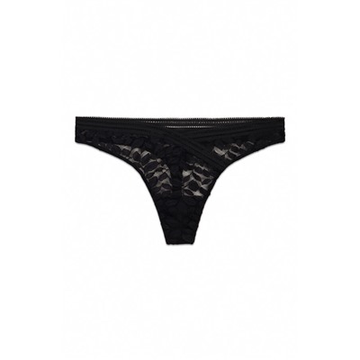 Tanga encaje cintura "V" negra