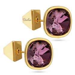 Пусеты Триумф (кристаллы SW бургунди 10мм; покрытие золото), Есть комплект