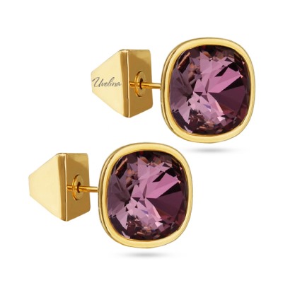 Пусеты Триумф (кристаллы SW бургунди 10мм; покрытие золото), Есть комплект