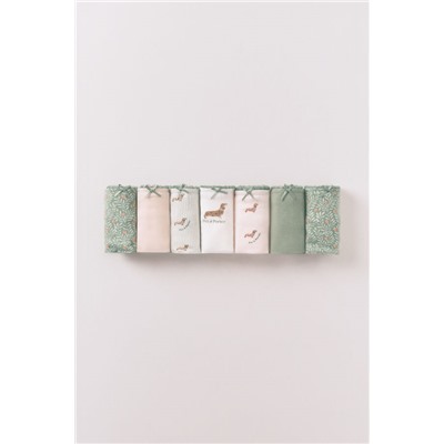 Pack 7 tangas algodón rosa y verde