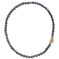 Колье (жемчуг бензиновый 8-9мм, фианит; покрытие золото) 55см, Есть комплект