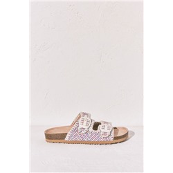 Sandalia bio tiras tejido pespuntes